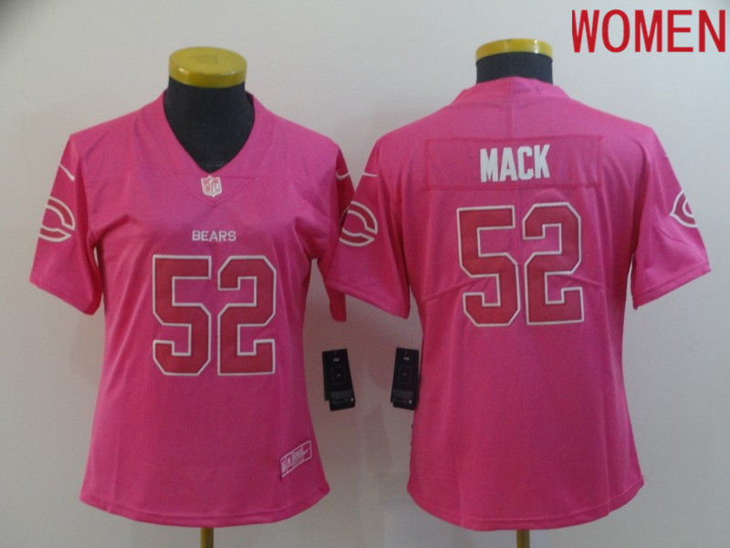 Women Chicago Bears #52 Mack pink Nike Vapor Untouchable Limited NFL Jerseys->women nfl jersey->Women Jersey